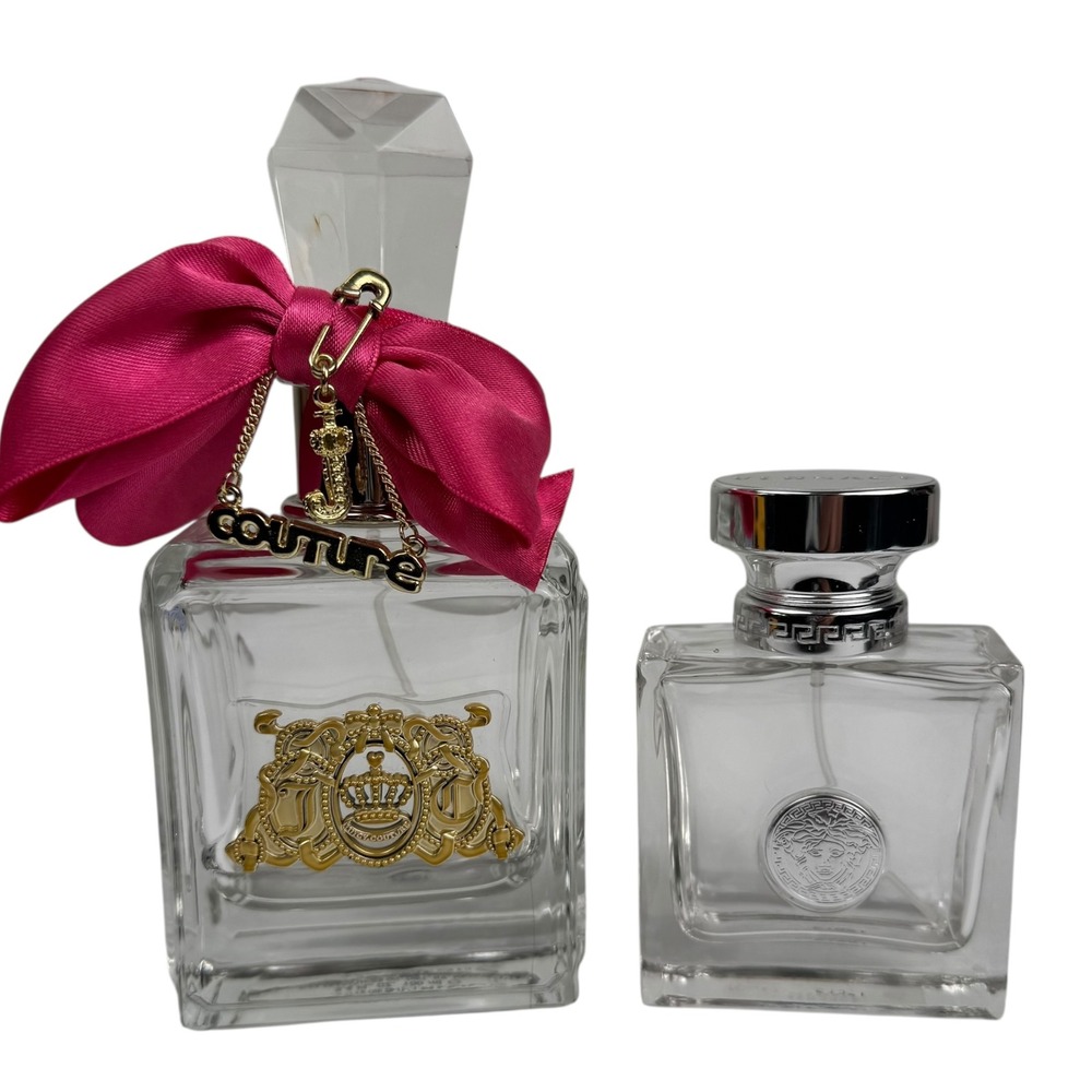 Juicy Couture & Versace Lux Perfume Bottles Empty Designer Display Decor A14Q